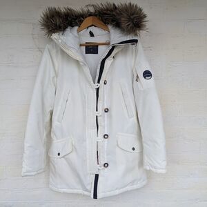 PEAK PERFORMANCE FAUX-FUR WINTER PARKA WHITE SIZE MEDIUM